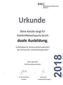 Polski adwokat w Berlinie - Certyfikat